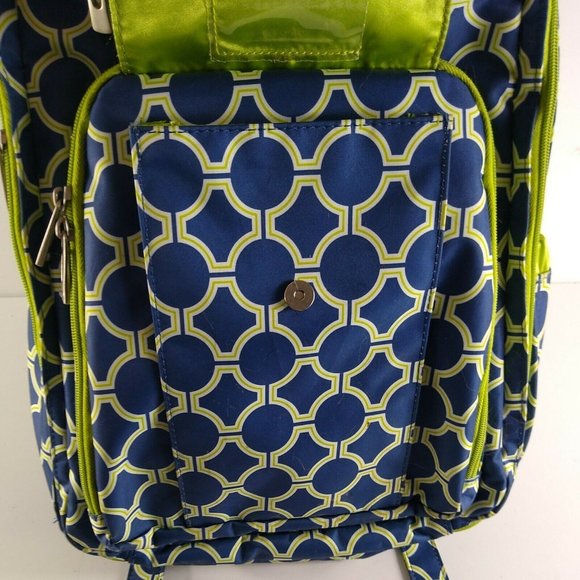 Ju Ju Be Diaper Bag Backpack Be Right Back Blue Green Multi Pocket Easy Carry - Picture 3 of 12